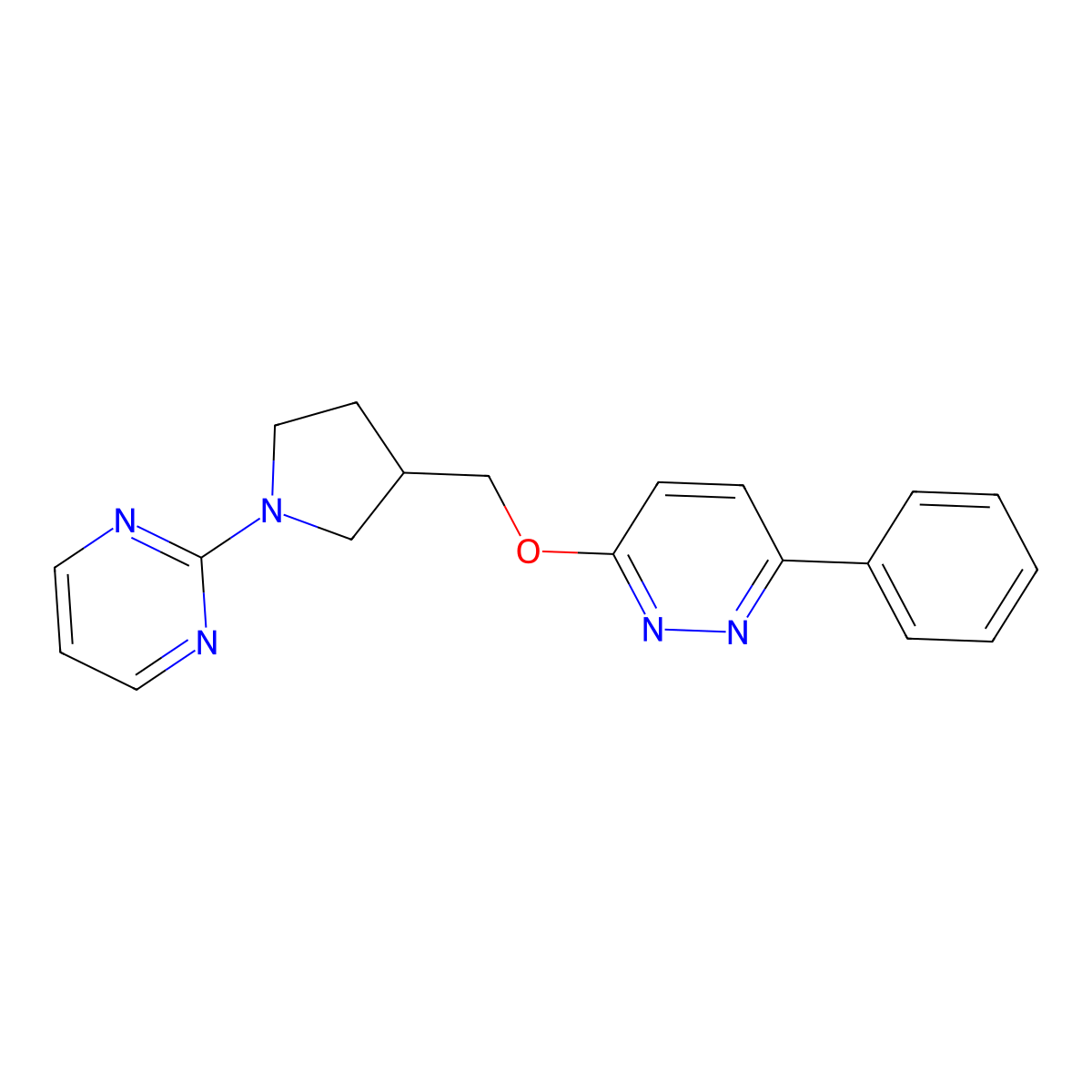 3-Phenyl-6-{[1-(pyrimidin-2-yl)pyrrolidin-3-yl]methoxy}pyridazine molecular structure, CAS 2549050-00-0
