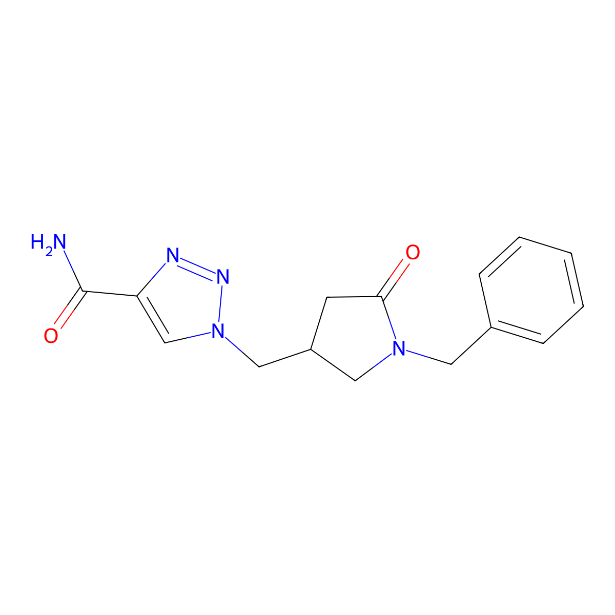 1-[(1-benzyl-5-oxopyrrolidin-3-yl)methyl]-1H-1,2,3-triazole-4-carboxamide molecular structure, CAS 2549050-05-5