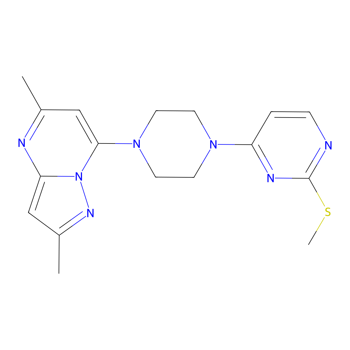 4-(4-{2,5-Dimethylpyrazolo[1,5-a]pyrimidin-7-yl}piperazin-1-yl)-2-(methylsulfanyl)pyrimidine molecular structure, CAS 2549050-08-8