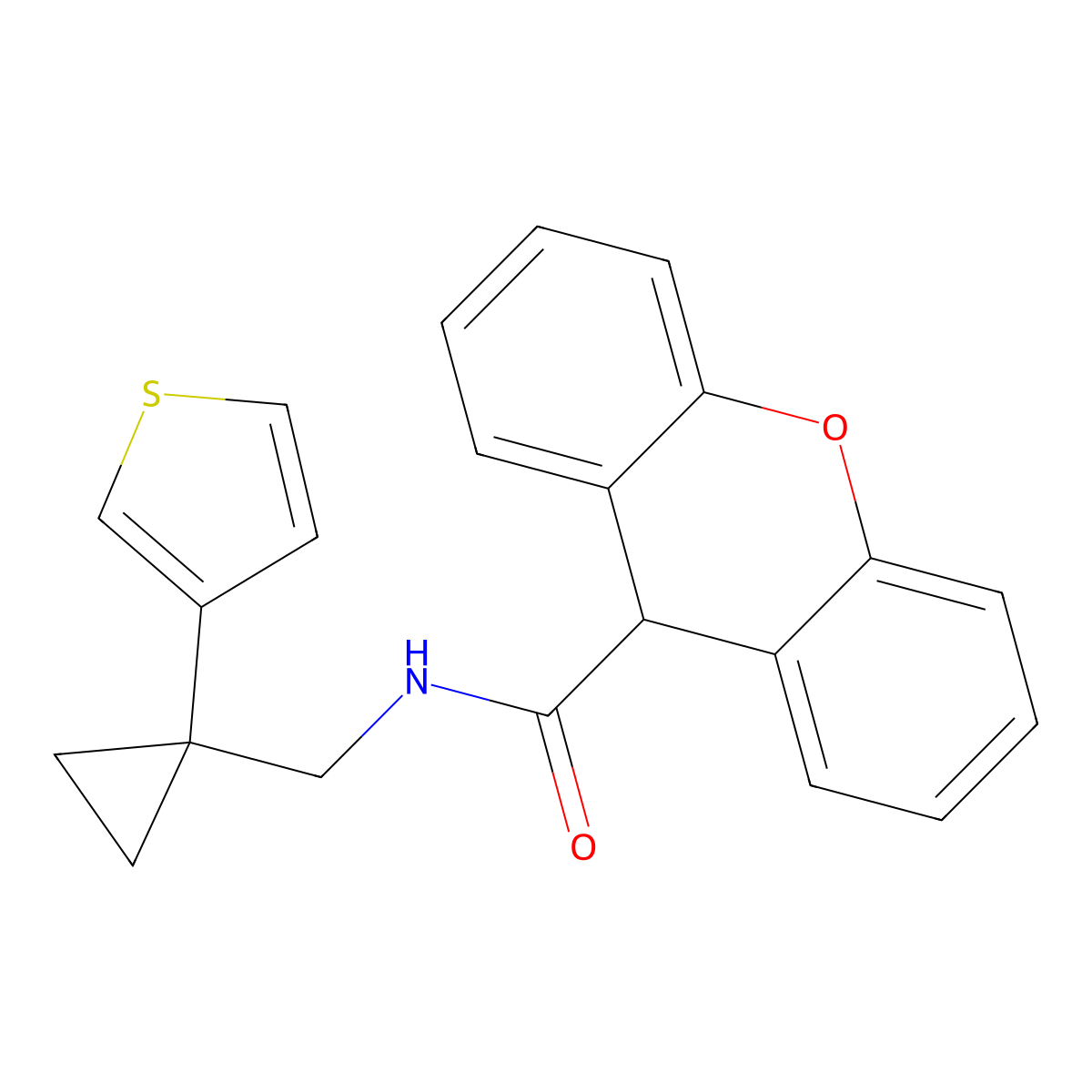 N-{[1-(thiophen-3-yl)cyclopropyl]methyl}-9H-xanthene-9-carboxamide molecular structure, CAS 2549050-14-6
