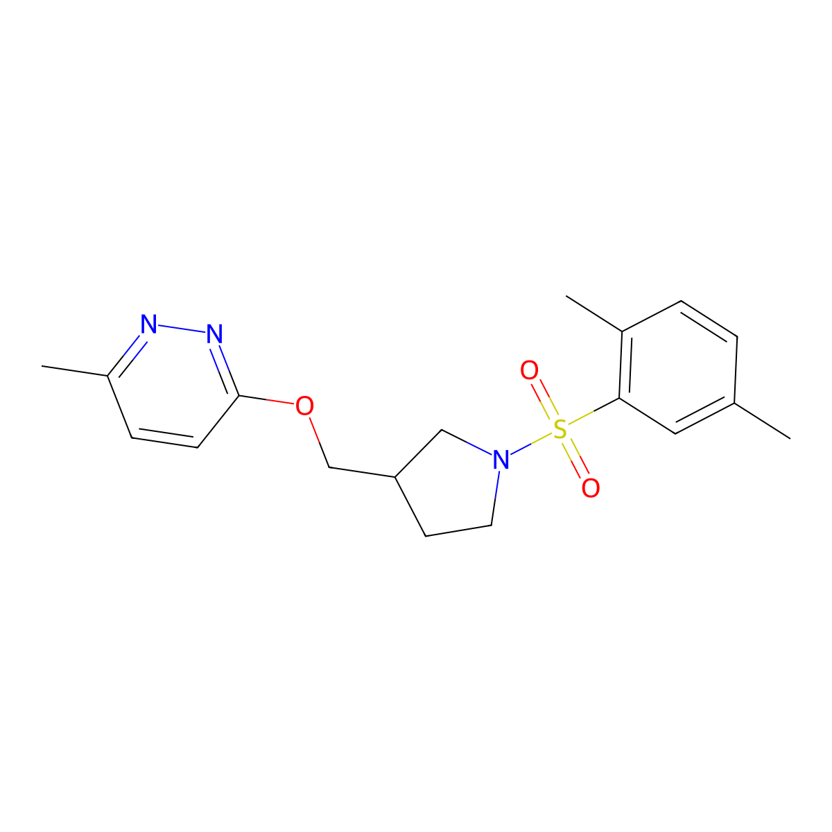 3-{[1-(2,5-Dimethylbenzenesulfonyl)pyrrolidin-3-yl]methoxy}-6-methylpyridazine molecular structure, CAS 2549050-15-7
