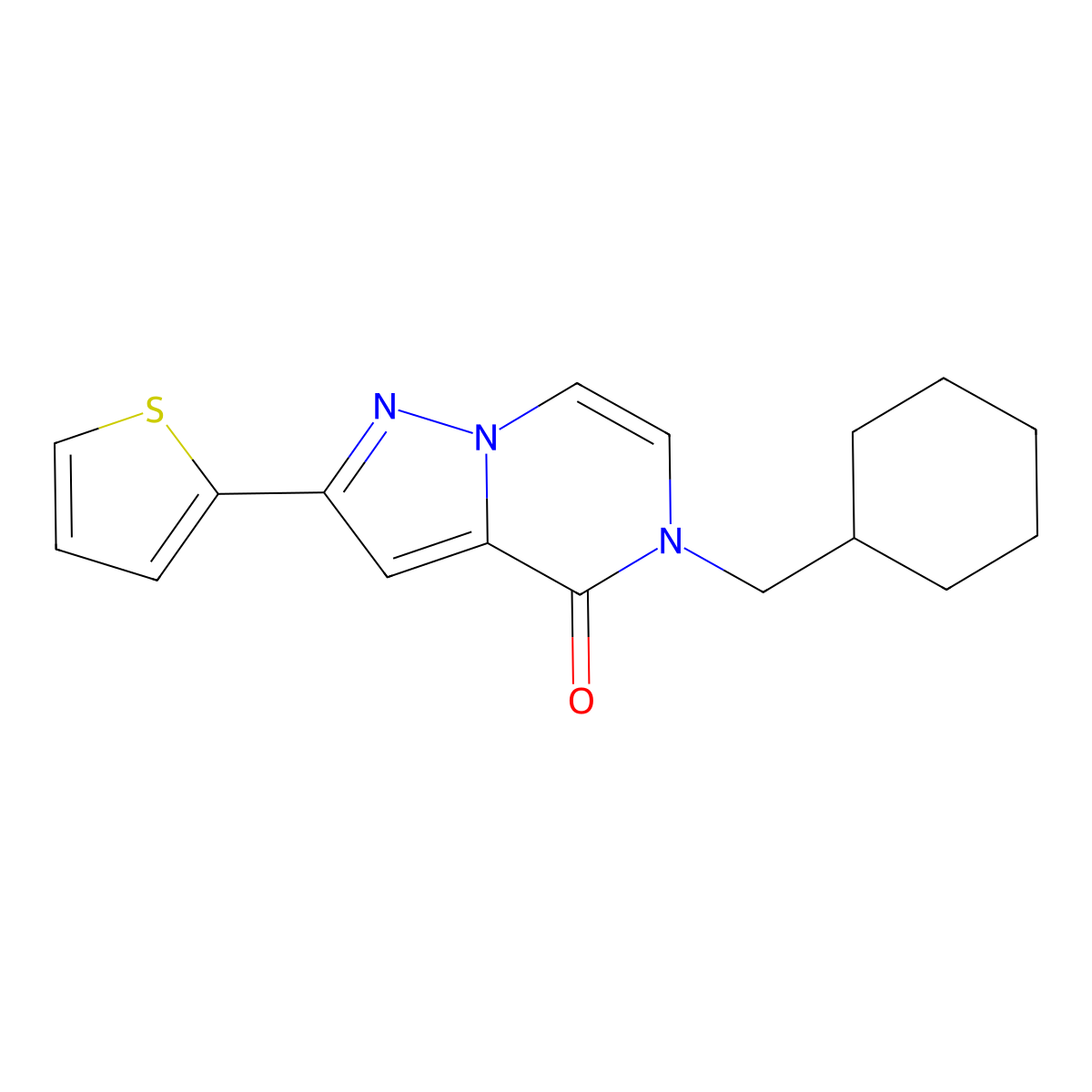 5-(cyclohexylmethyl)-2-(thiophen-2-yl)-4H,5H-pyrazolo[1,5-a]pyrazin-4-one molecular structure, CAS 2549050-16-8