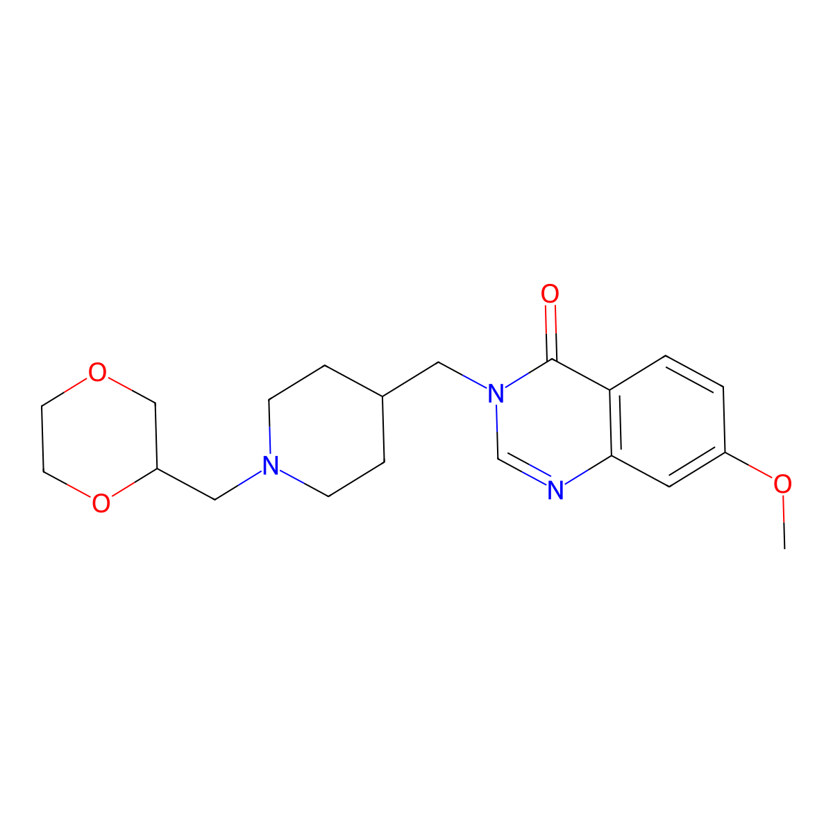 3-({1-[(1,4-Dioxan-2-yl)methyl]piperidin-4-yl}methyl)-7-methoxy-3,4-dihydroquinazolin-4-one molecular structure, CAS 2549050-22-6