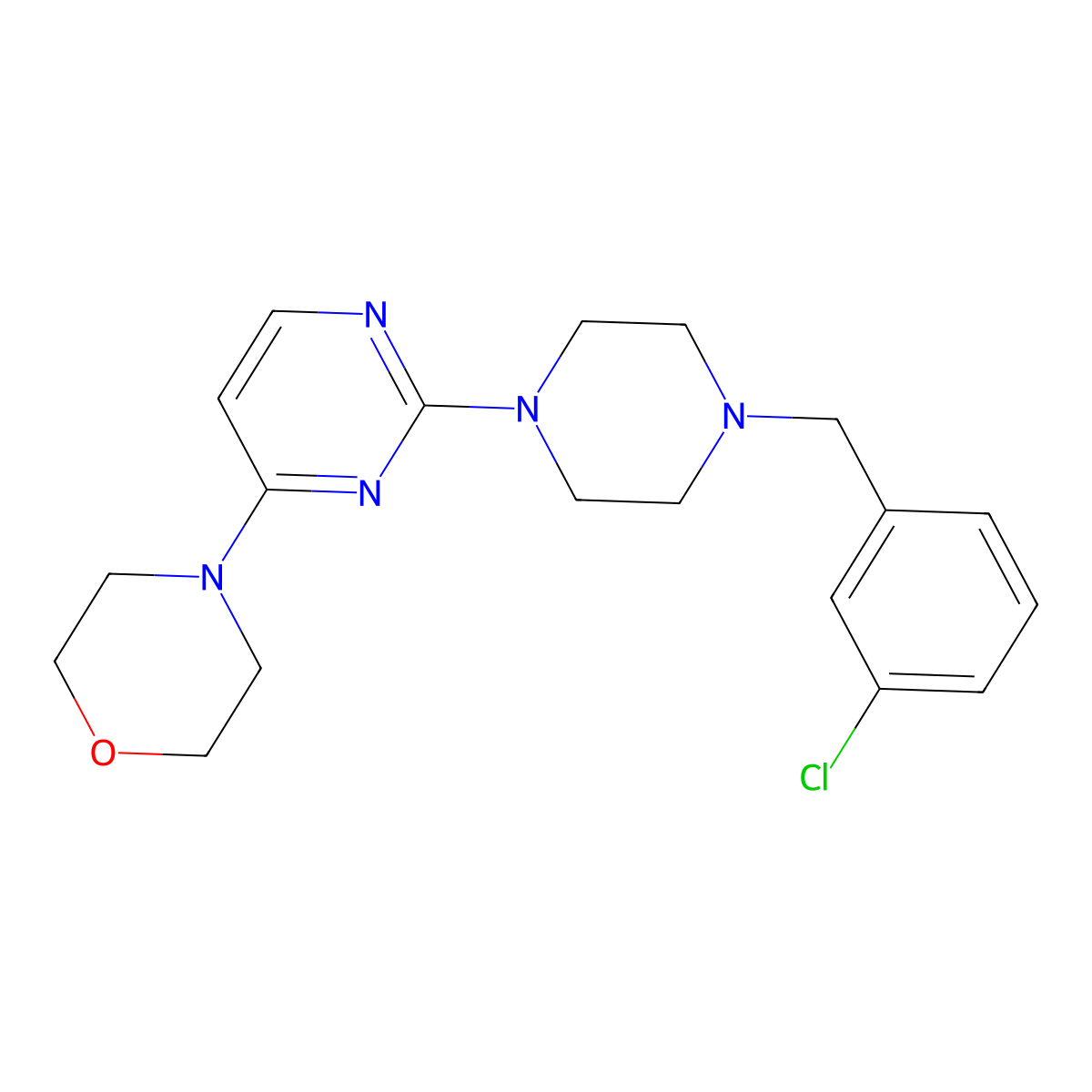 4-(2-{4-[(3-Chlorophenyl)methyl]piperazin-1-yl}pyrimidin-4-yl)morpholine molecular structure, CAS 2549050-24-8
