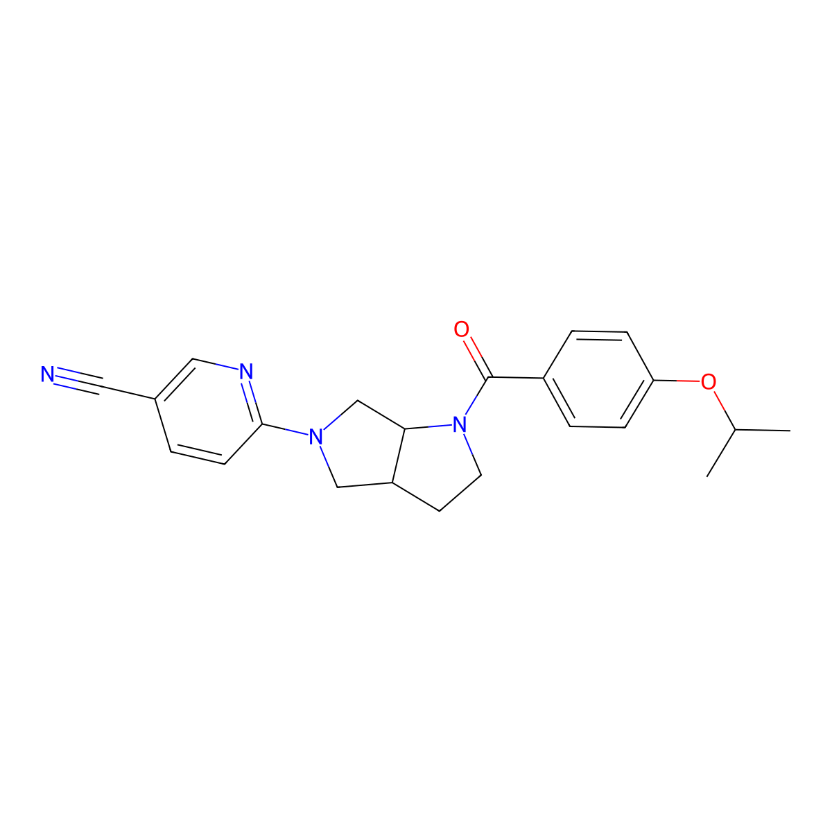 6-{1-[4-(Propan-2-yloxy)benzoyl]-octahydropyrrolo[3,4-b]pyrrol-5-yl}pyridine-3-carbonitrile molecular structure, CAS 2549050-25-9