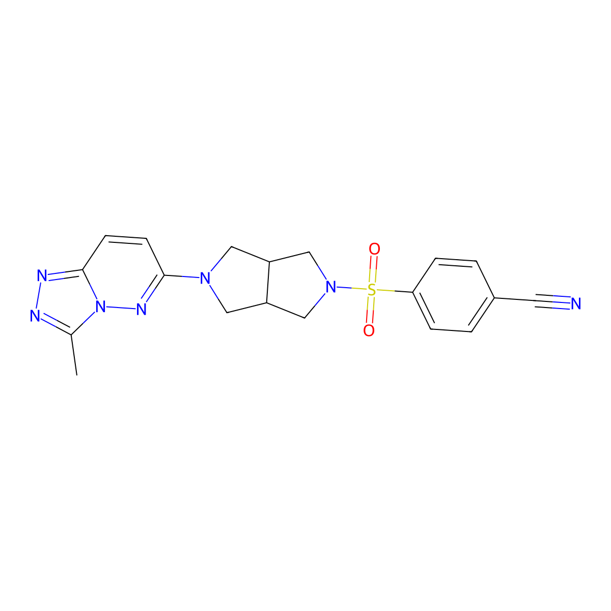 4-[(5-{3-Methyl-[1,2,4]triazolo[4,3-b]pyridazin-6-yl}-octahydropyrrolo[3,4-c]pyrrol-2-yl)sulfonyl]benzonitrile molecular structure, CAS 2549050-32-8