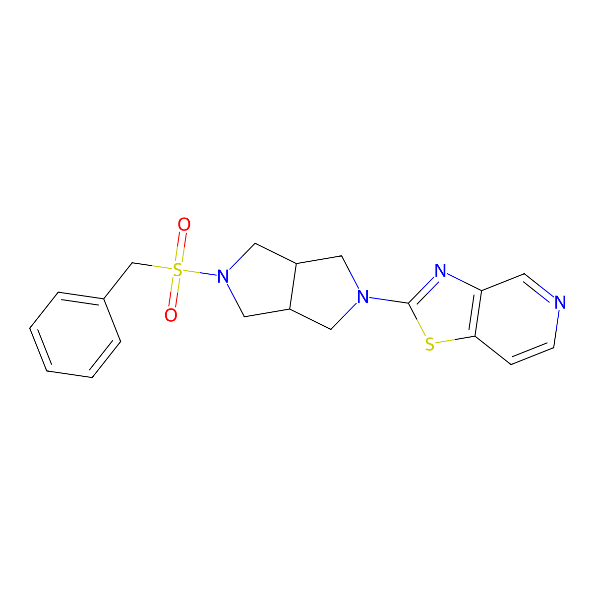 2-Phenylmethanesulfonyl-5-{[1,3]thiazolo[4,5-c]pyridin-2-yl}-octahydropyrrolo[3,4-c]pyrrole molecular structure, CAS 2549050-35-1