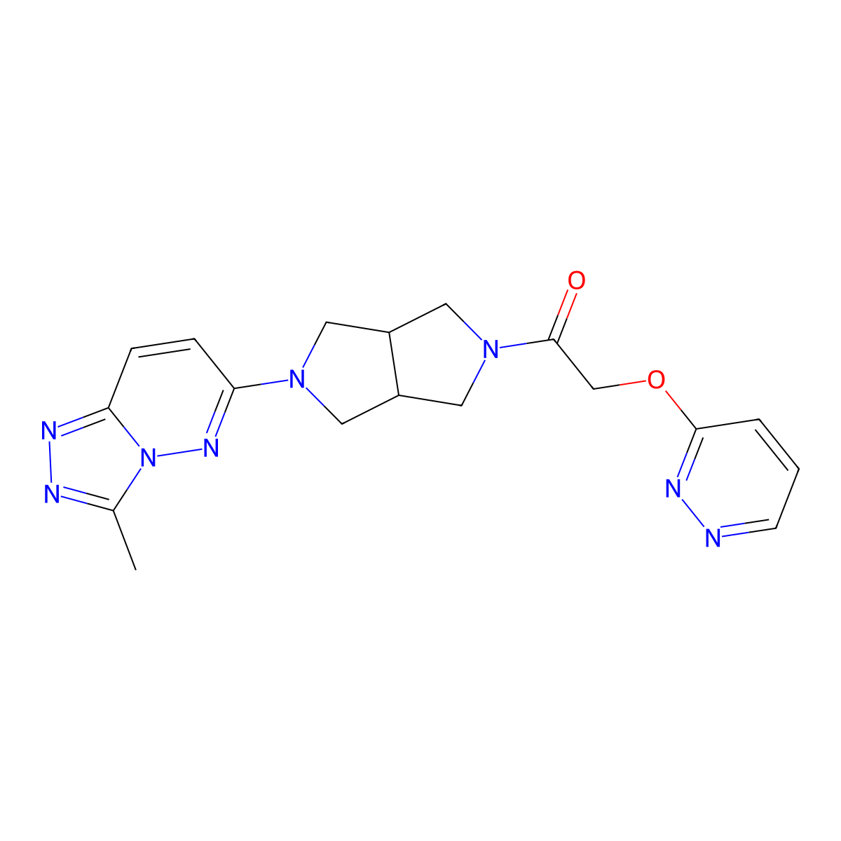 1-(5-{3-Methyl-[1,2,4]triazolo[4,3-b]pyridazin-6-yl}-octahydropyrrolo[3,4-c]pyrrol-2-yl)-2-(pyridazin-3-yloxy)ethan-1-one molecular structure, CAS 2549050-36-2