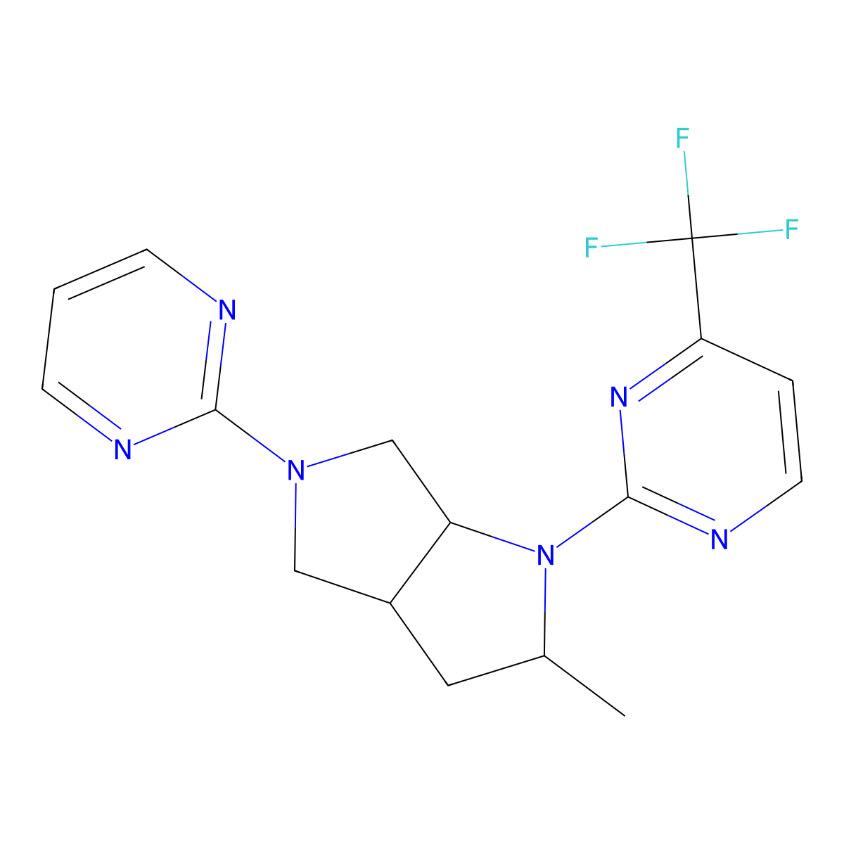 2-[2-Methyl-5-(pyrimidin-2-yl)-octahydropyrrolo[2,3-c]pyrrol-1-yl]-4-(trifluoromethyl)pyrimidine molecular structure, CAS 2549050-40-8