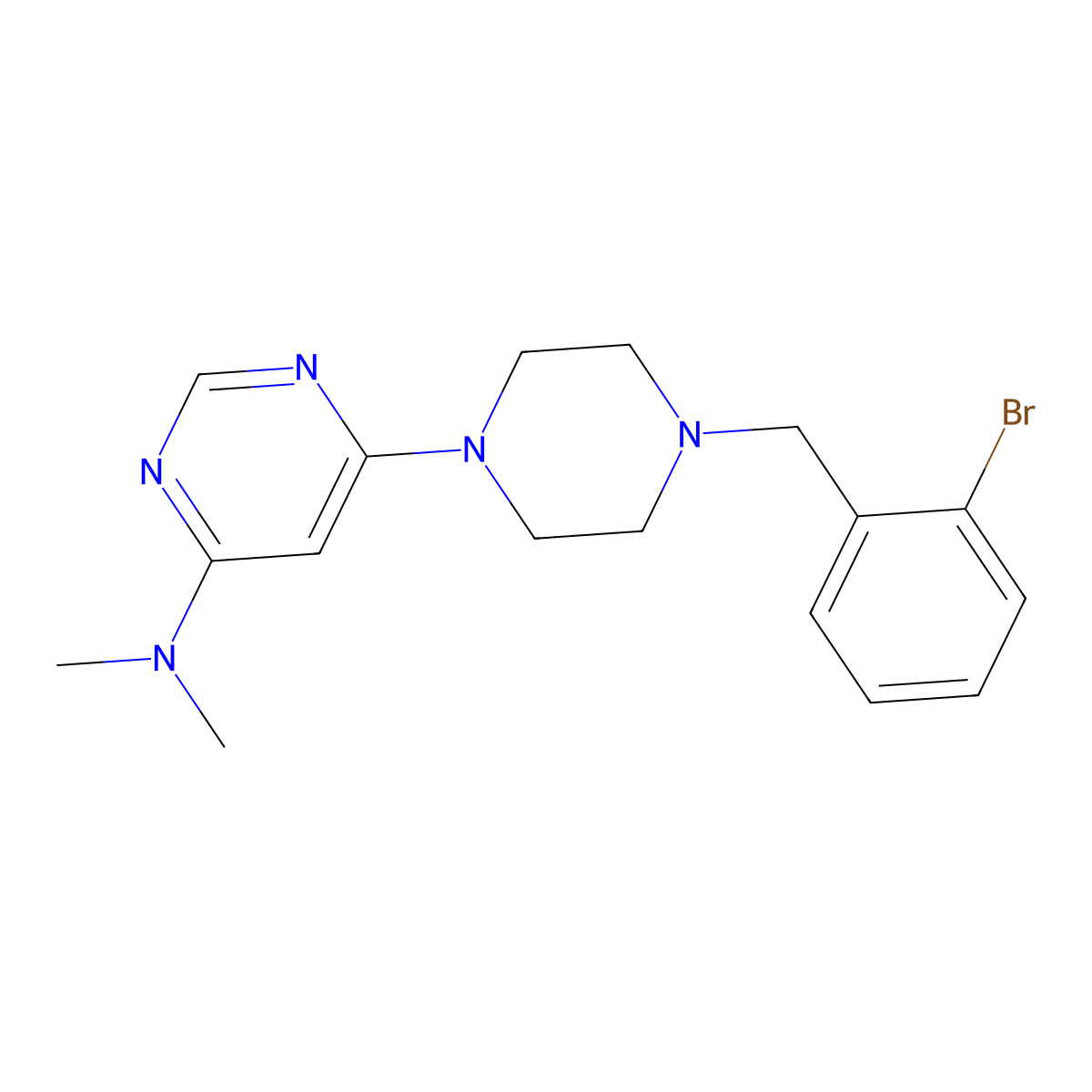6-{4-[(2-bromophenyl)methyl]piperazin-1-yl}-N,N-dimethylpyrimidin-4-amine molecular structure, CAS 2549050-43-1