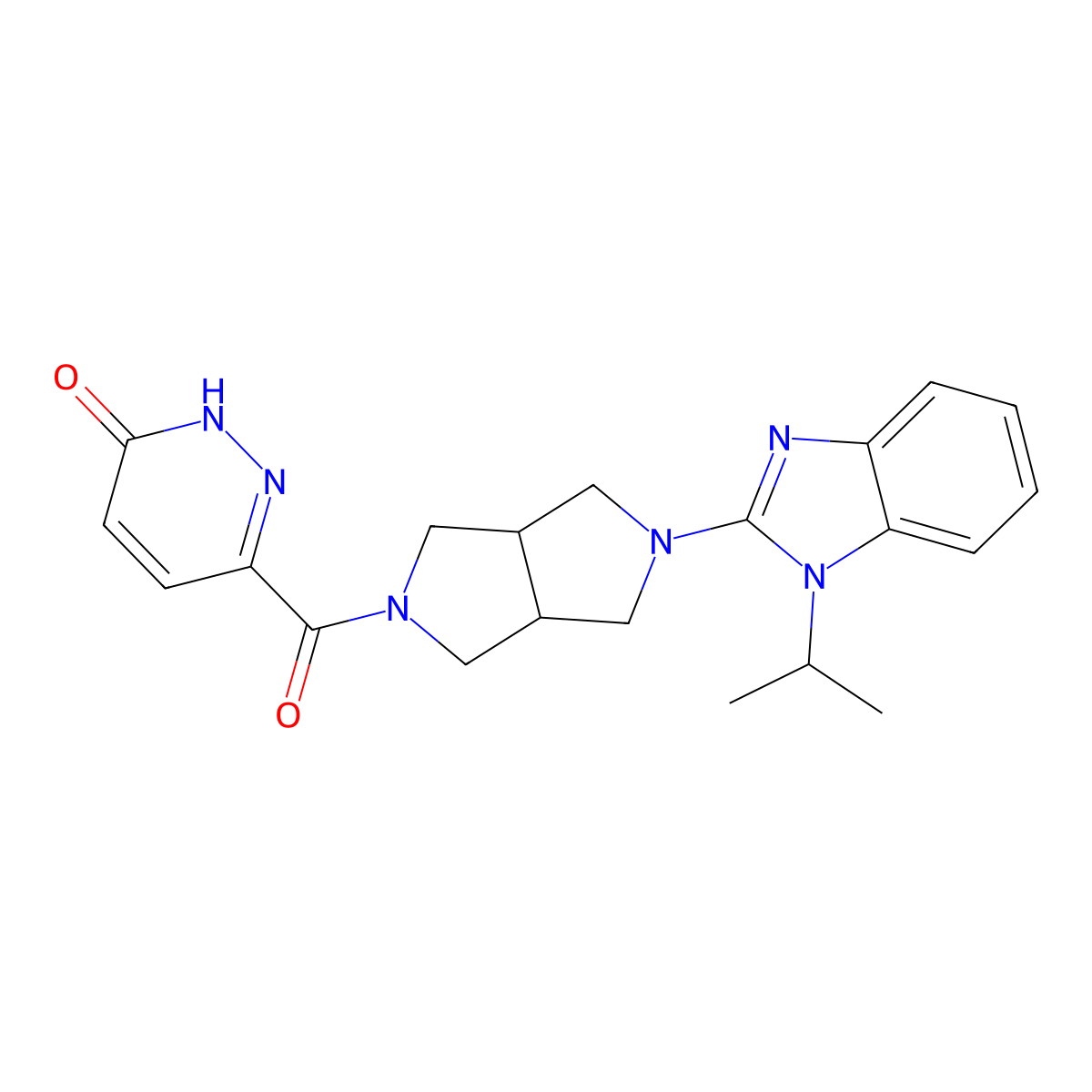 6-{5-[1-(propan-2-yl)-1H-1,3-benzodiazol-2-yl]-octahydropyrrolo[3,4-c]pyrrole-2-carbonyl}-2,3-dihydropyridazin-3-one molecular structure, CAS 2549050-49-7