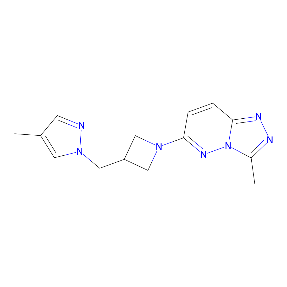 4-methyl-1-[(1-{3-methyl-[1,2,4]triazolo[4,3-b]pyridazin-6-yl}azetidin-3-yl)methyl]-1H-pyrazole molecular structure, CAS 2549050-55-5