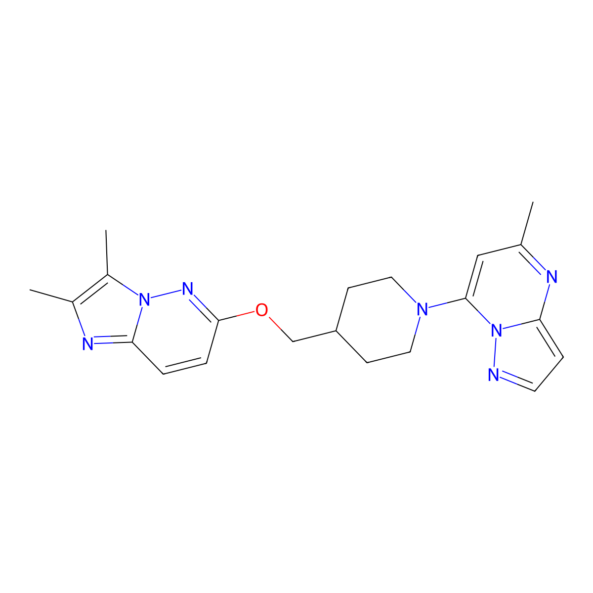 4-[({2,3-Dimethylimidazo[1,2-b]pyridazin-6-yl}oxy)methyl]-1-{5-methylpyrazolo[1,5-a]pyrimidin-7-yl}piperidine molecular structure, CAS 2549050-59-9