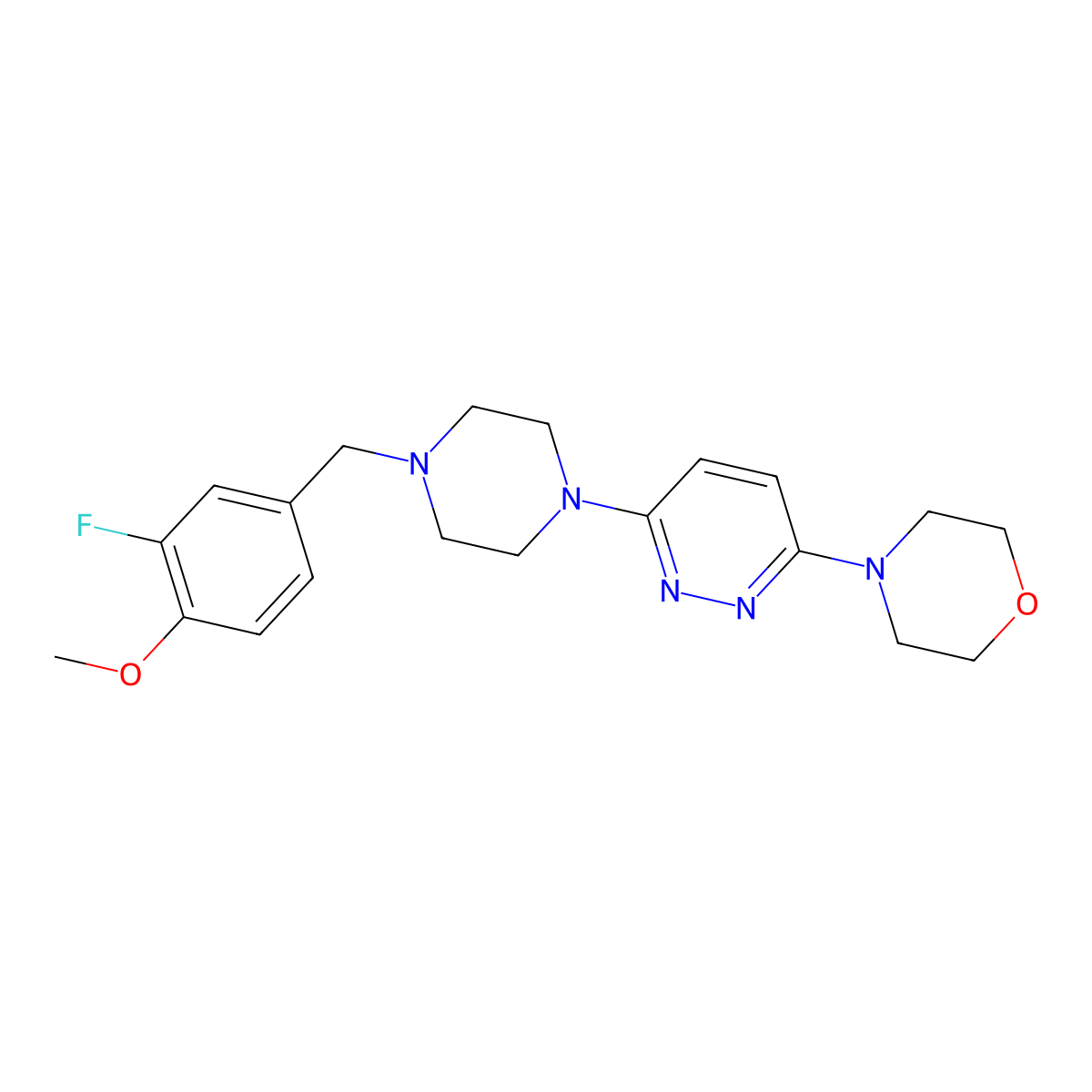 4-(6-{4-[(3-Fluoro-4-methoxyphenyl)methyl]piperazin-1-yl}pyridazin-3-yl)morpholine molecular structure, CAS 2549050-65-7
