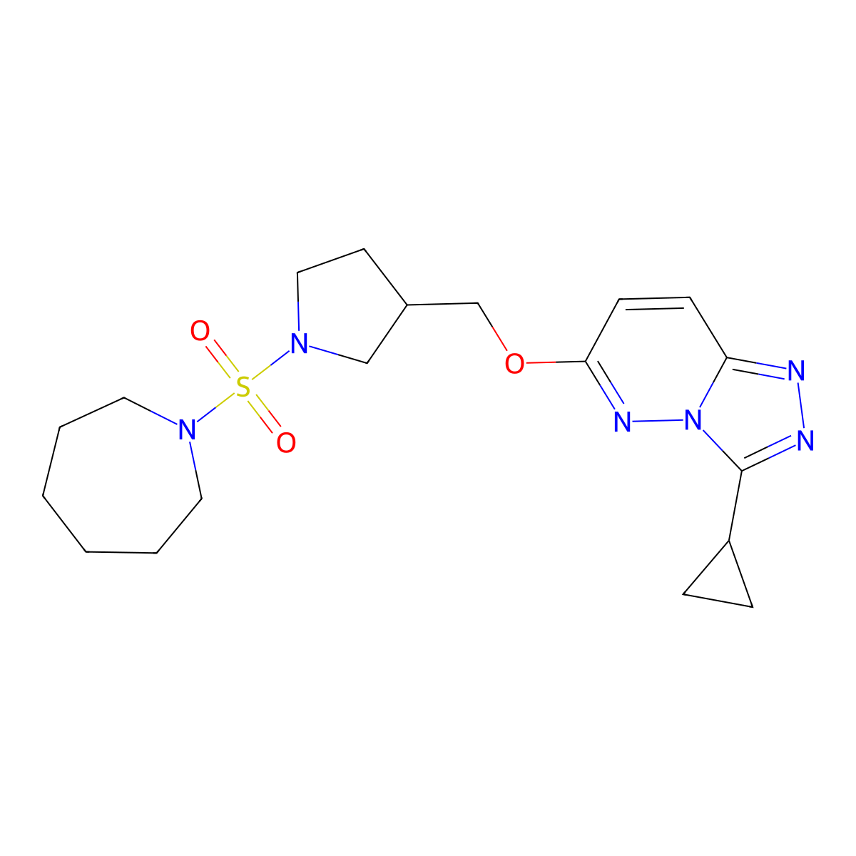1-({3-[({3-Cyclopropyl-[1,2,4]triazolo[4,3-b]pyridazin-6-yl}oxy)methyl]pyrrolidin-1-yl}sulfonyl)azepane molecular structure, CAS 2549050-66-8