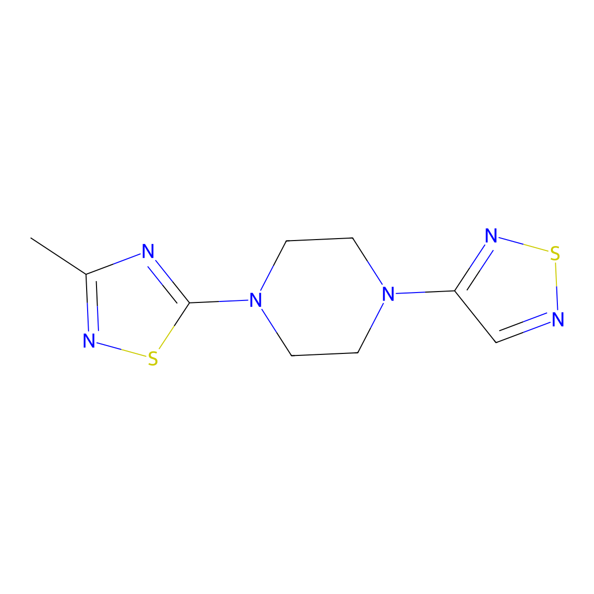 1-(3-Methyl-1,2,4-thiadiazol-5-yl)-4-(1,2,5-thiadiazol-3-yl)piperazine molecular structure, CAS 2549050-68-0