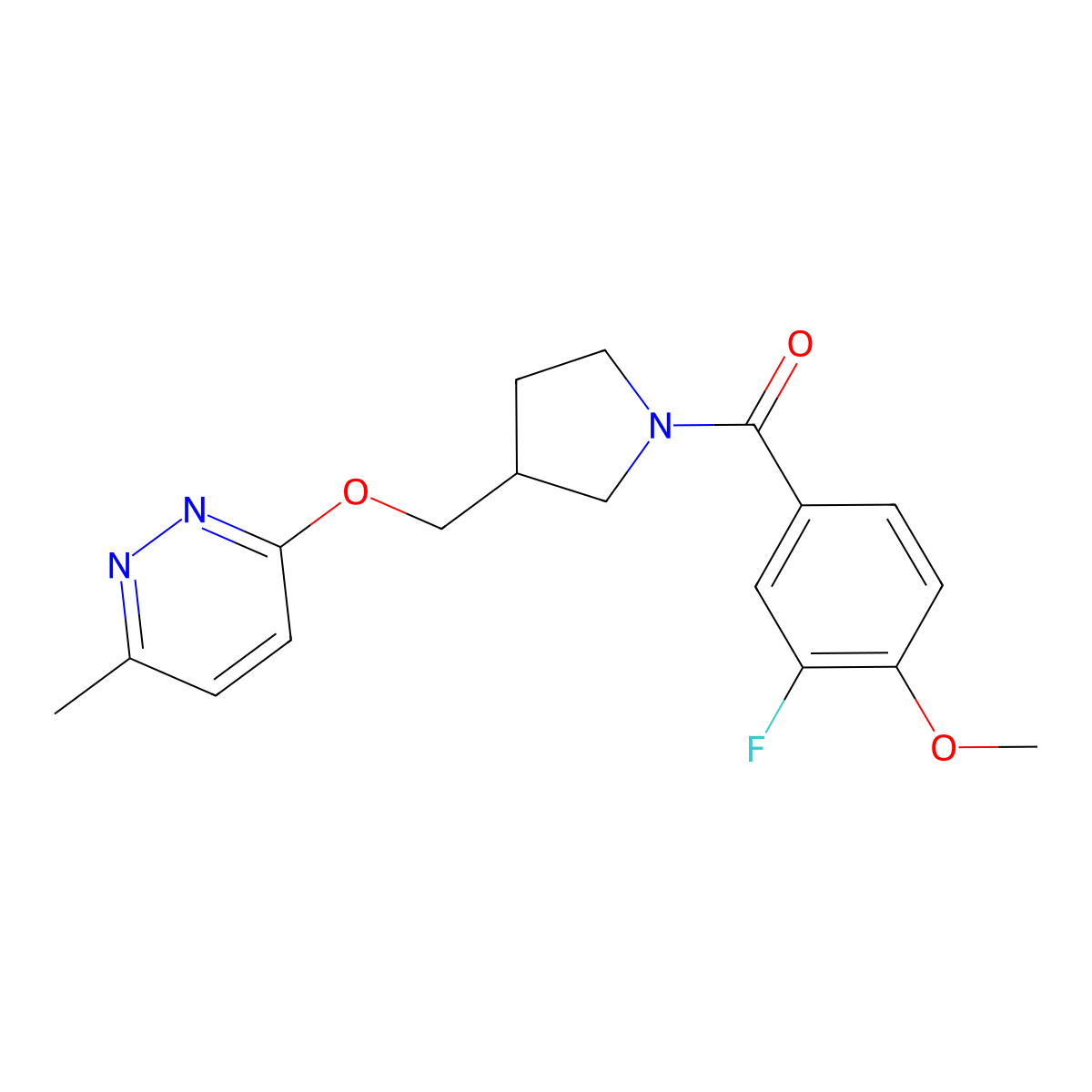 3-{[1-(3-Fluoro-4-methoxybenzoyl)pyrrolidin-3-yl]methoxy}-6-methylpyridazine molecular structure, CAS 2549050-69-1