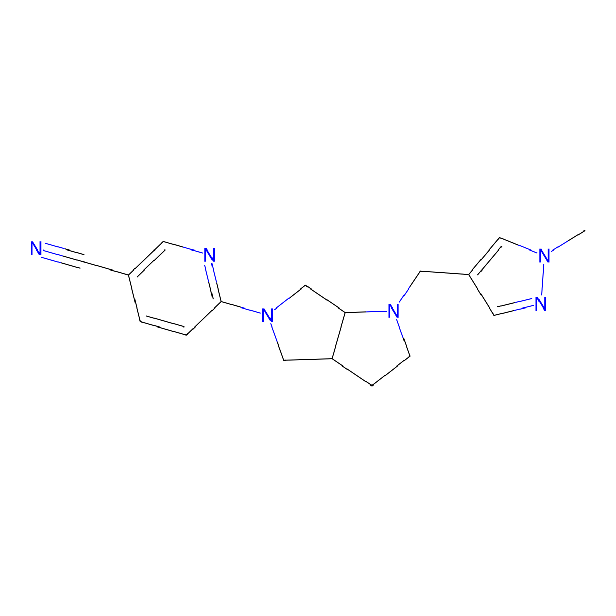 6-{1-[(1-methyl-1H-pyrazol-4-yl)methyl]-octahydropyrrolo[2,3-c]pyrrol-5-yl}pyridine-3-carbonitrile molecular structure, CAS 2549050-73-7
