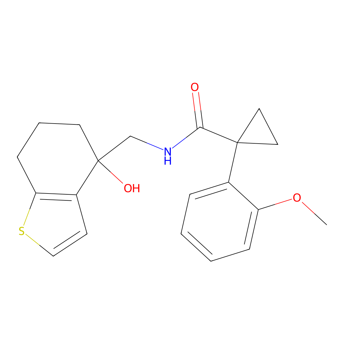 N-[(4-hydroxy-4,5,6,7-tetrahydro-1-benzothiophen-4-yl)methyl]-1-(2-methoxyphenyl)cyclopropane-1-carboxamide molecular structure, CAS 2549050-74-8