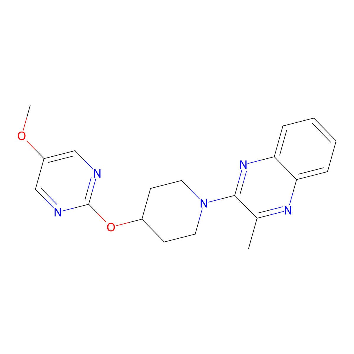 2-{4-[(5-Methoxypyrimidin-2-yl)oxy]piperidin-1-yl}-3-methylquinoxaline molecular structure, CAS 2549050-77-1