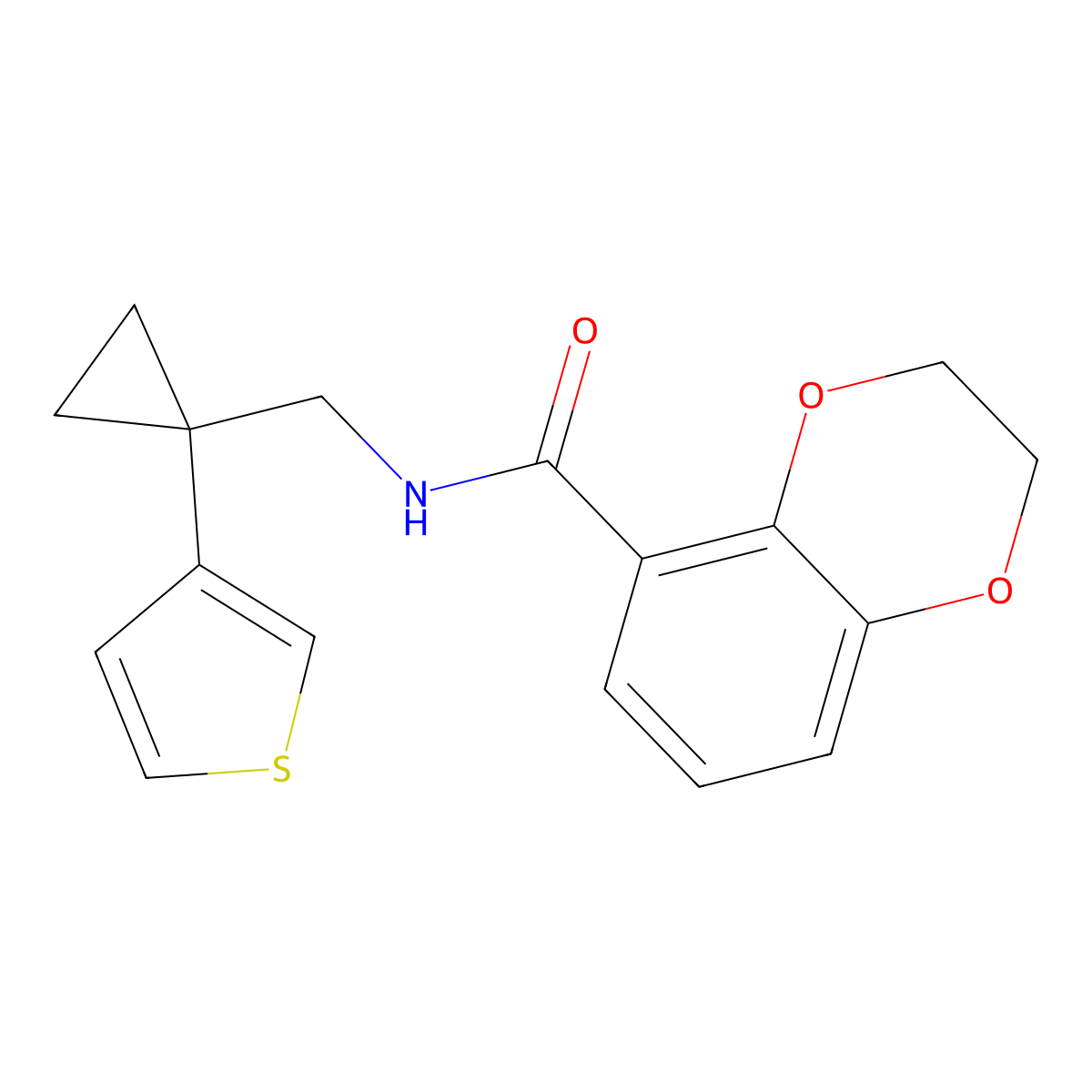 N-{[1-(thiophen-3-yl)cyclopropyl]methyl}-2,3-dihydro-1,4-benzodioxine-5-carboxamide molecular structure, CAS 2549050-79-3
