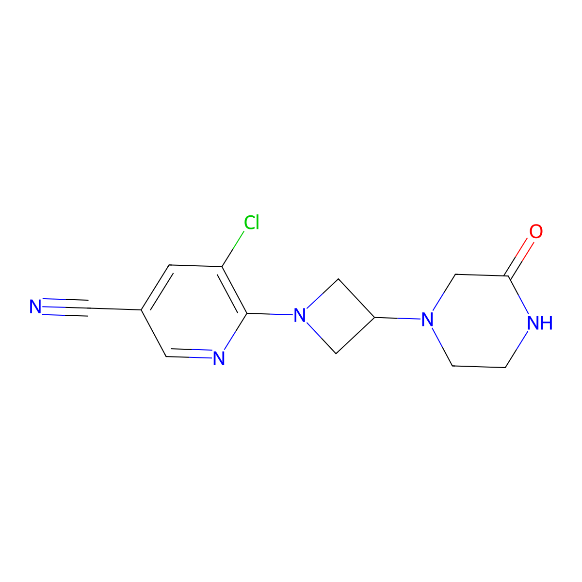 5-Chloro-6-[3-(3-oxopiperazin-1-yl)azetidin-1-yl]pyridine-3-carbonitrile molecular structure, CAS 2549050-80-6