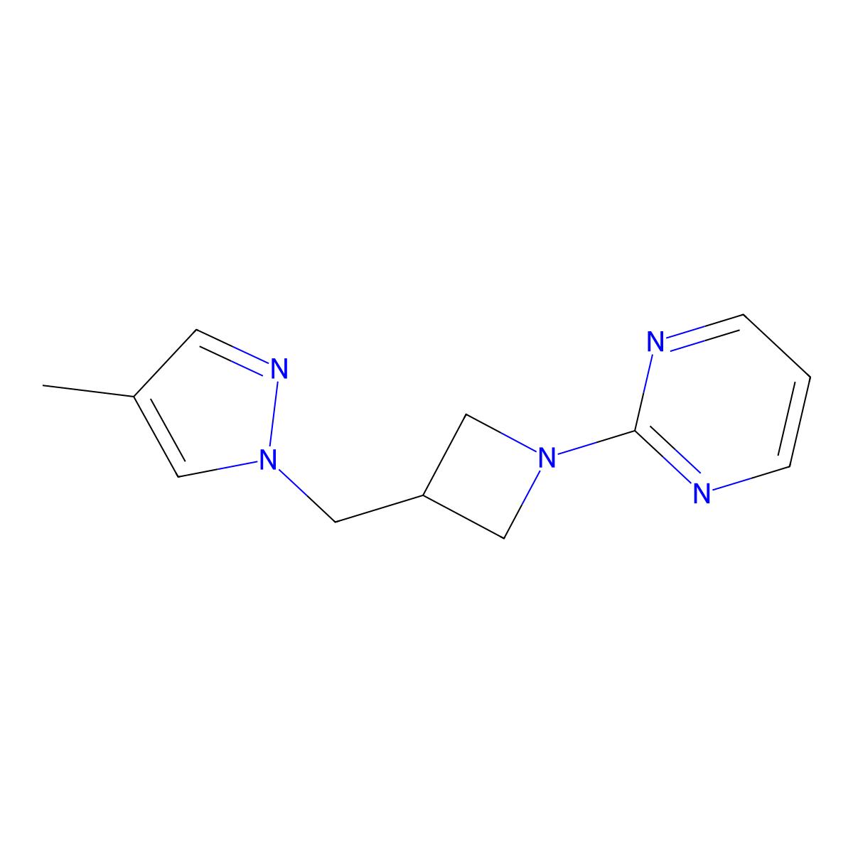 2-{3-[(4-methyl-1H-pyrazol-1-yl)methyl]azetidin-1-yl}pyrimidine molecular structure, CAS 2549050-81-7