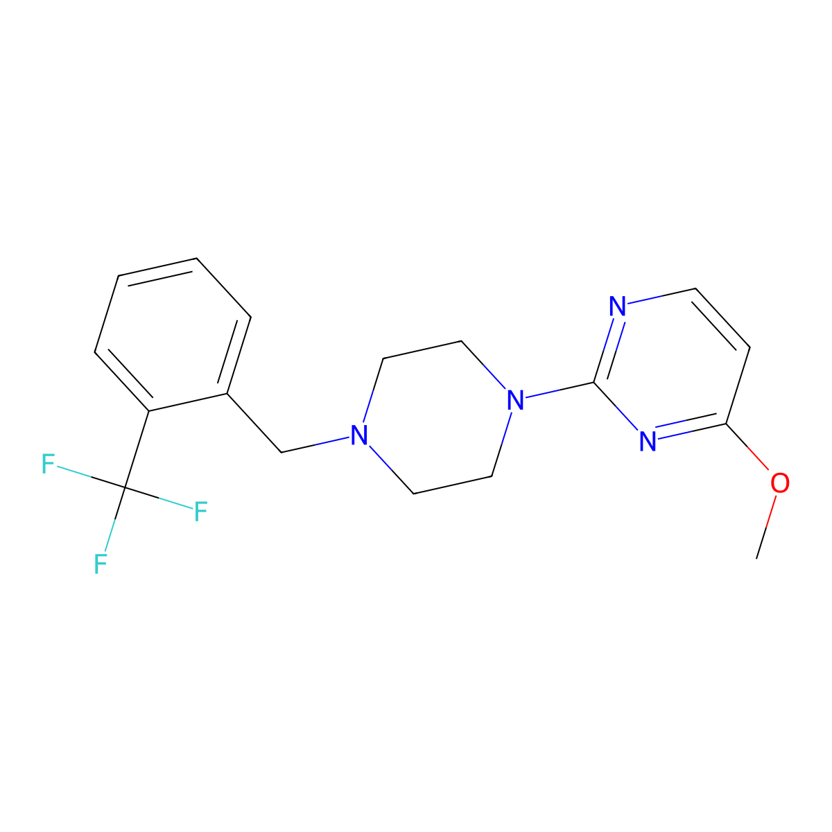 4-Methoxy-2-(4-{[2-(trifluoromethyl)phenyl]methyl}piperazin-1-yl)pyrimidine molecular structure, CAS 2549050-88-4