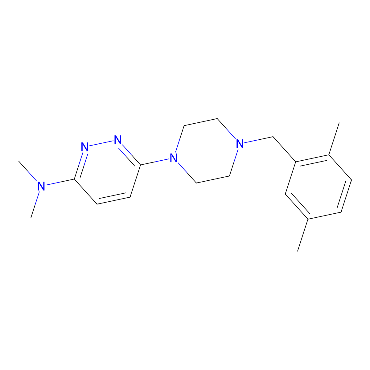 6-{4-[(2,5-dimethylphenyl)methyl]piperazin-1-yl}-N,N-dimethylpyridazin-3-amine molecular structure, CAS 2549050-89-5