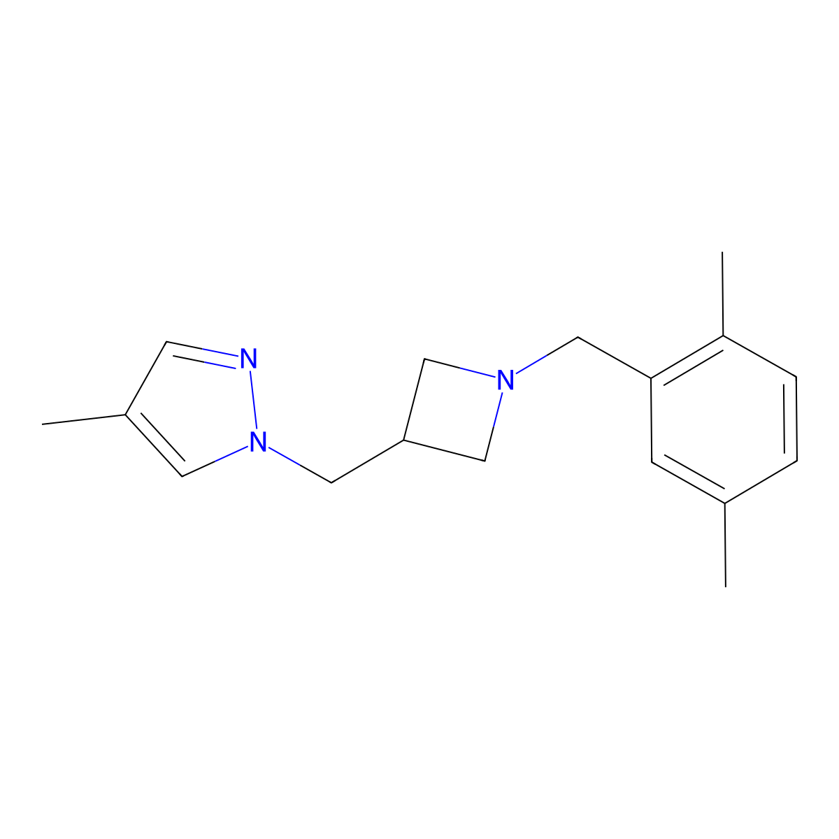 1-({1-[(2,5-dimethylphenyl)methyl]azetidin-3-yl}methyl)-4-methyl-1H-pyrazole molecular structure, CAS 2549050-92-0