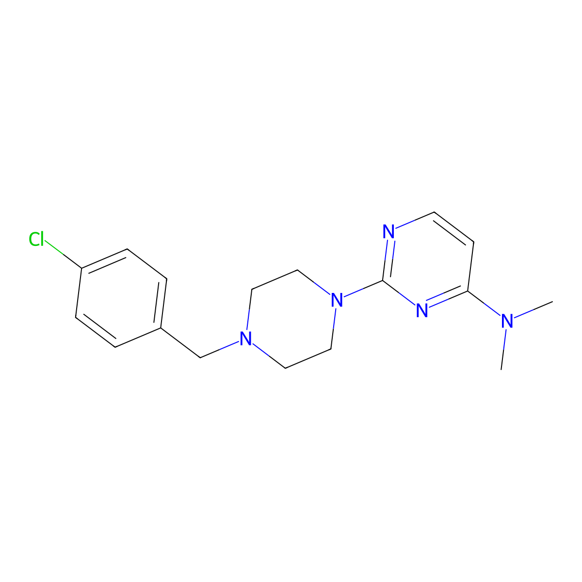 2-{4-[(4-chlorophenyl)methyl]piperazin-1-yl}-N,N-dimethylpyrimidin-4-amine molecular structure, CAS 2549050-94-2