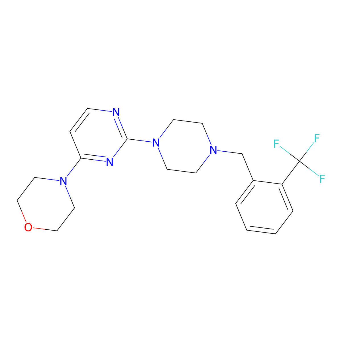 4-[2-(4-{[2-(Trifluoromethyl)phenyl]methyl}piperazin-1-yl)pyrimidin-4-yl]morpholine molecular structure, CAS 2549050-98-6