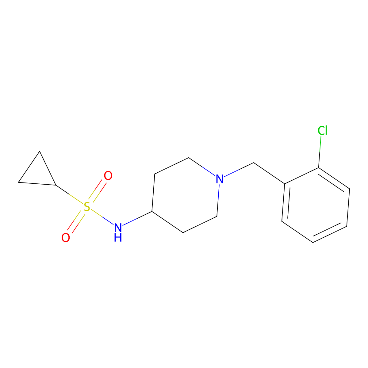 N-{1-[(2-chlorophenyl)methyl]piperidin-4-yl}cyclopropanesulfonamide molecular structure, CAS 2549051-00-3