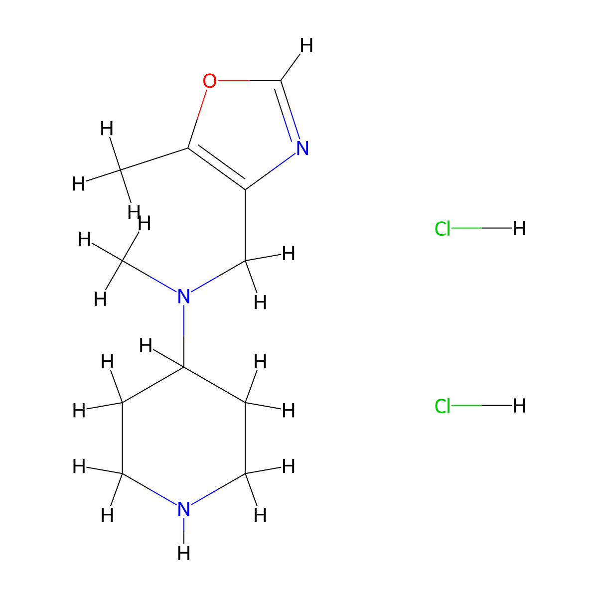N-methyl-N-[(5-methyl-1,3-oxazol-4-yl)methyl]piperidin-4-amine dihydrochloride molecular structure, CAS 2549051-07-0