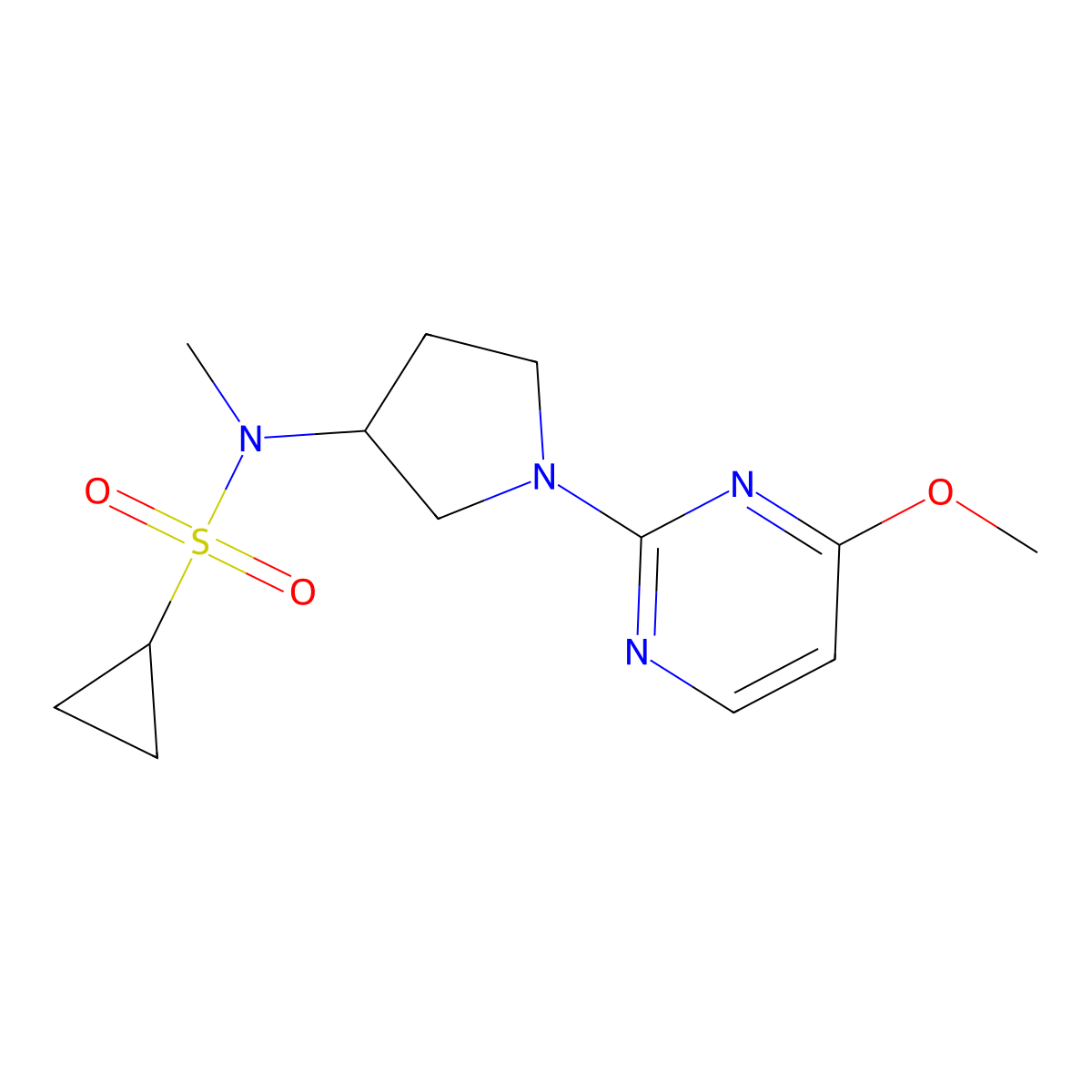 N-[1-(4-methoxypyrimidin-2-yl)pyrrolidin-3-yl]-N-methylcyclopropanesulfonamide molecular structure, CAS 2549051-09-2
