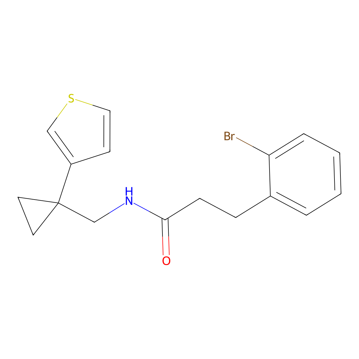 3-(2-bromophenyl)-N-{[1-(thiophen-3-yl)cyclopropyl]methyl}propanamide molecular structure, CAS 2549051-10-5