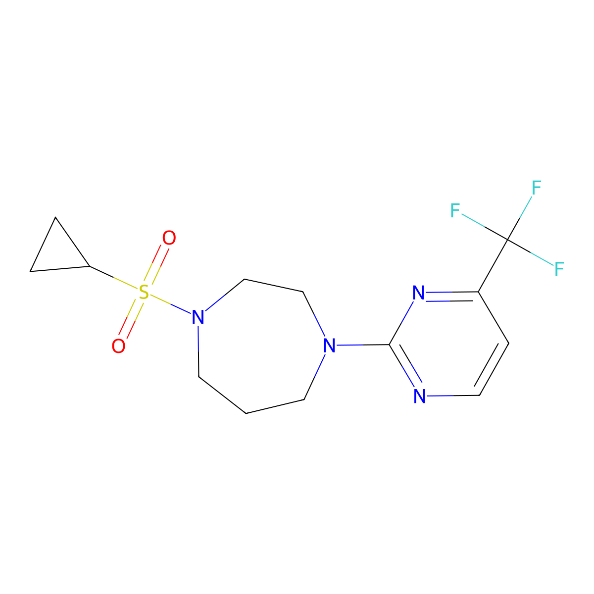 1-(Cyclopropanesulfonyl)-4-[4-(trifluoromethyl)pyrimidin-2-yl]-1,4-diazepane molecular structure, CAS 2549051-15-0