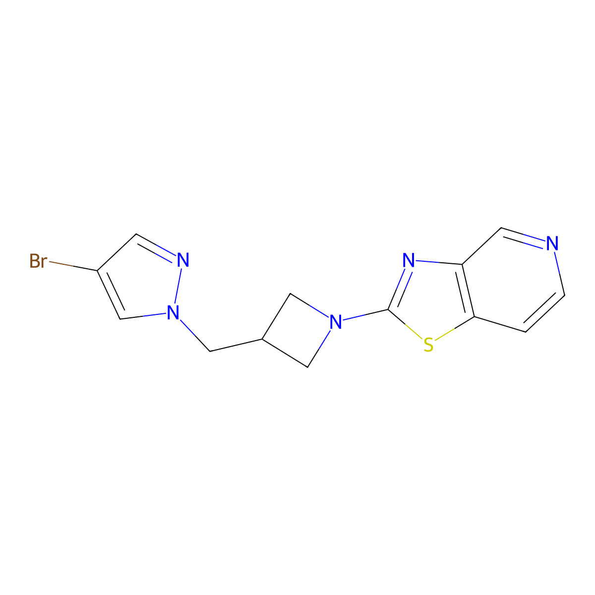 4-bromo-1-[(1-{[1,3]thiazolo[4,5-c]pyridin-2-yl}azetidin-3-yl)methyl]-1H-pyrazole molecular structure, CAS 2549051-16-1