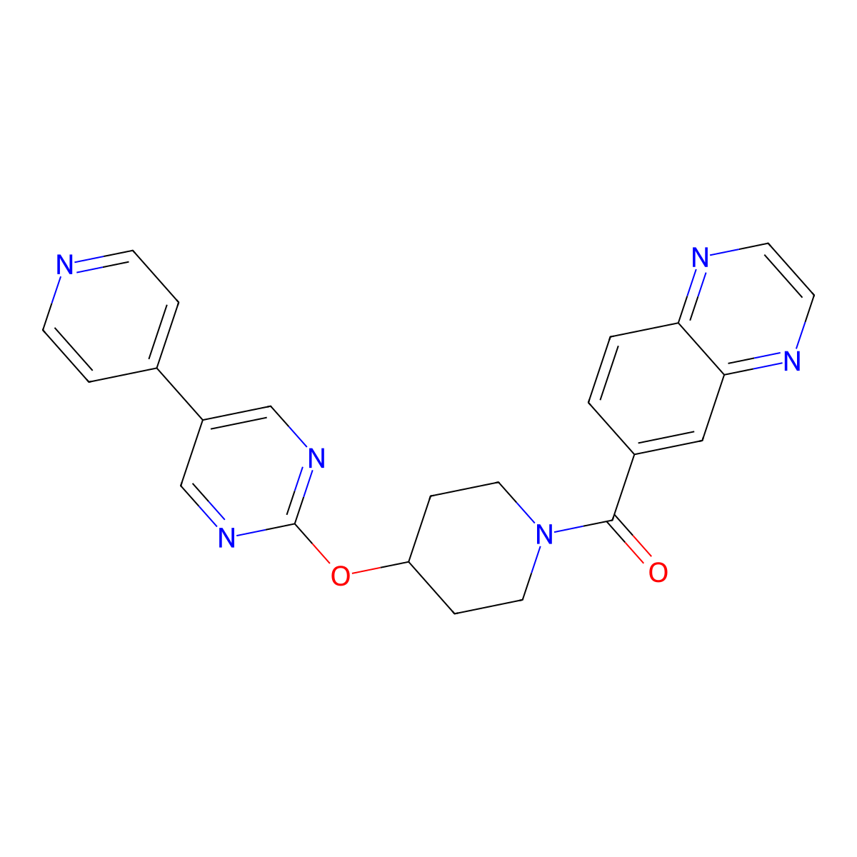 6-(4-{[5-(Pyridin-4-yl)pyrimidin-2-yl]oxy}piperidine-1-carbonyl)quinoxaline molecular structure, CAS 2549051-17-2
