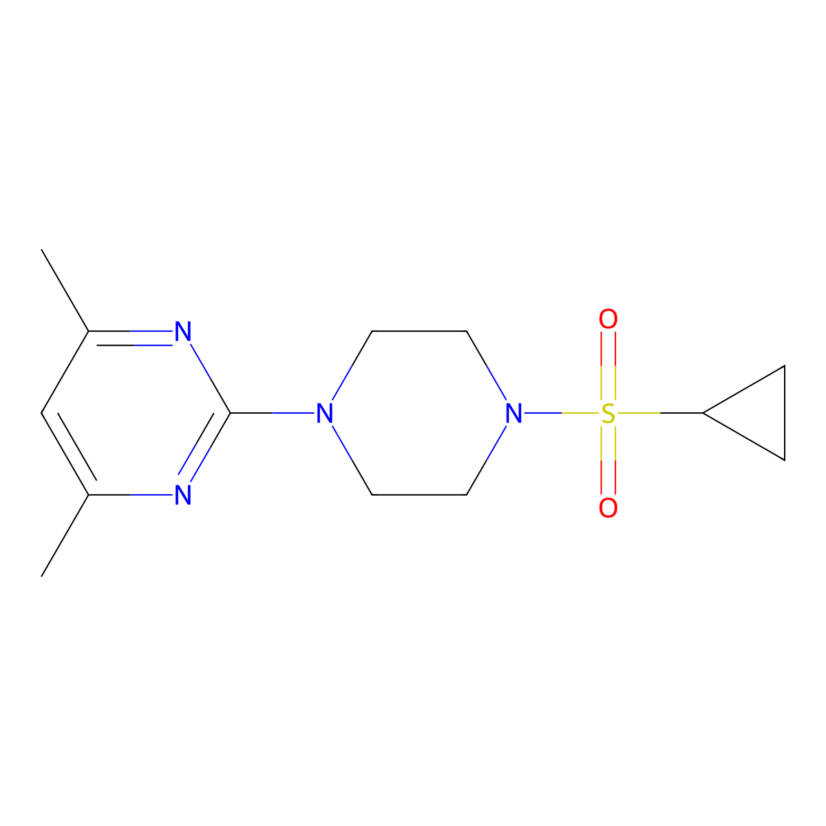 2-[4-(Cyclopropanesulfonyl)piperazin-1-yl]-4,6-dimethylpyrimidine molecular structure, CAS 2549051-20-7