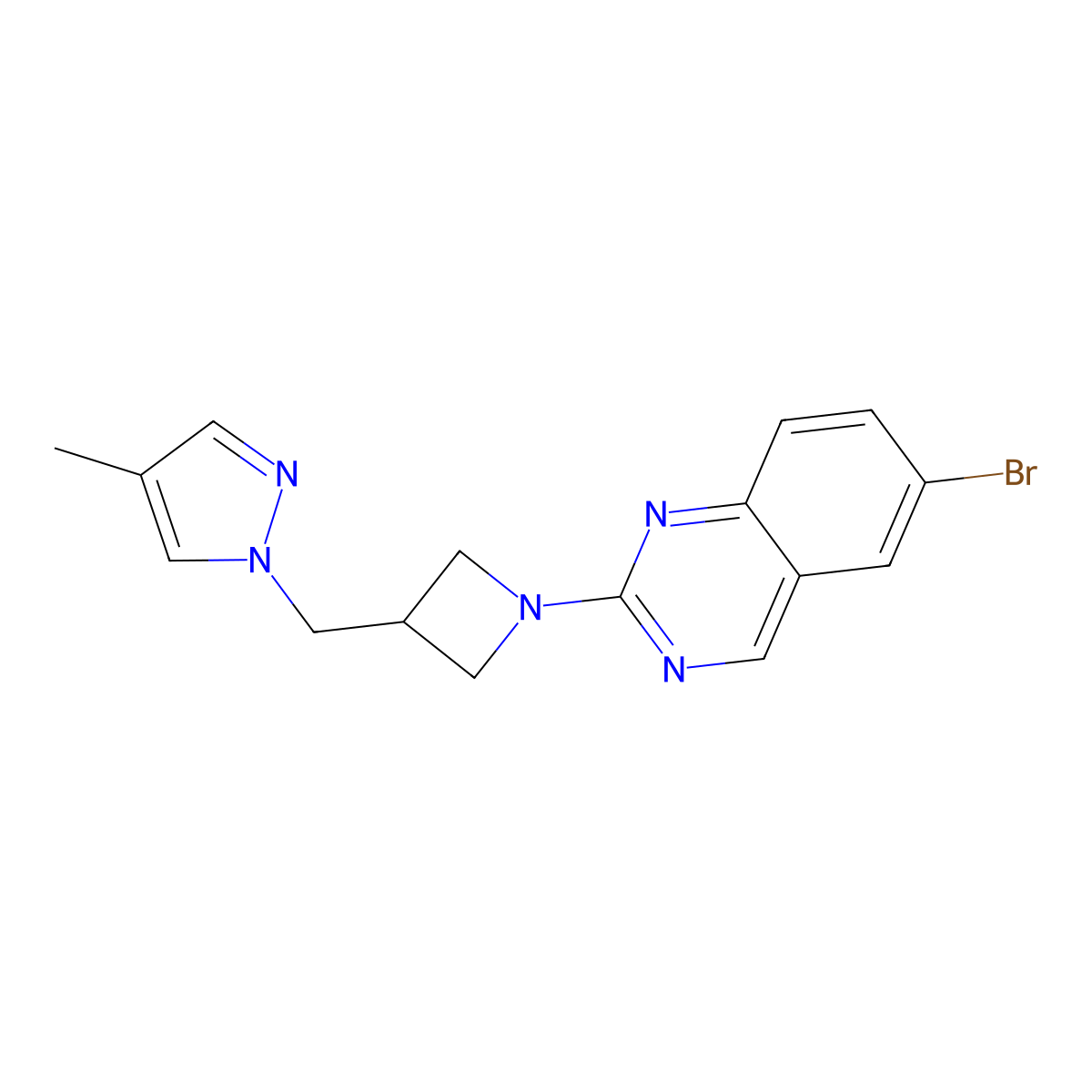 6-bromo-2-{3-[(4-methyl-1H-pyrazol-1-yl)methyl]azetidin-1-yl}quinazoline molecular structure, CAS 2549051-21-8