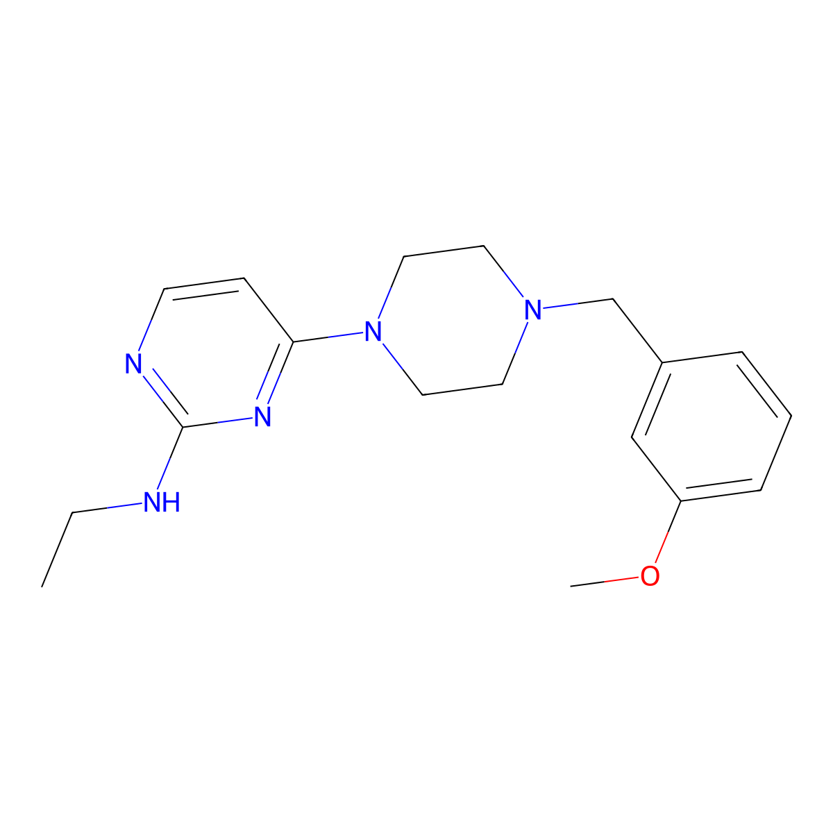N-ethyl-4-{4-[(3-methoxyphenyl)methyl]piperazin-1-yl}pyrimidin-2-amine molecular structure, CAS 2549051-23-0