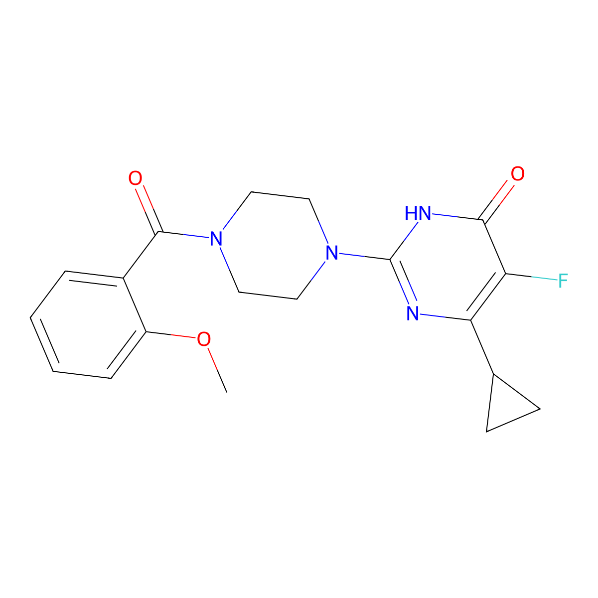 6-Cyclopropyl-5-fluoro-2-[4-(2-methoxybenzoyl)piperazin-1-yl]-3,4-dihydropyrimidin-4-one molecular structure, CAS 2549051-32-1