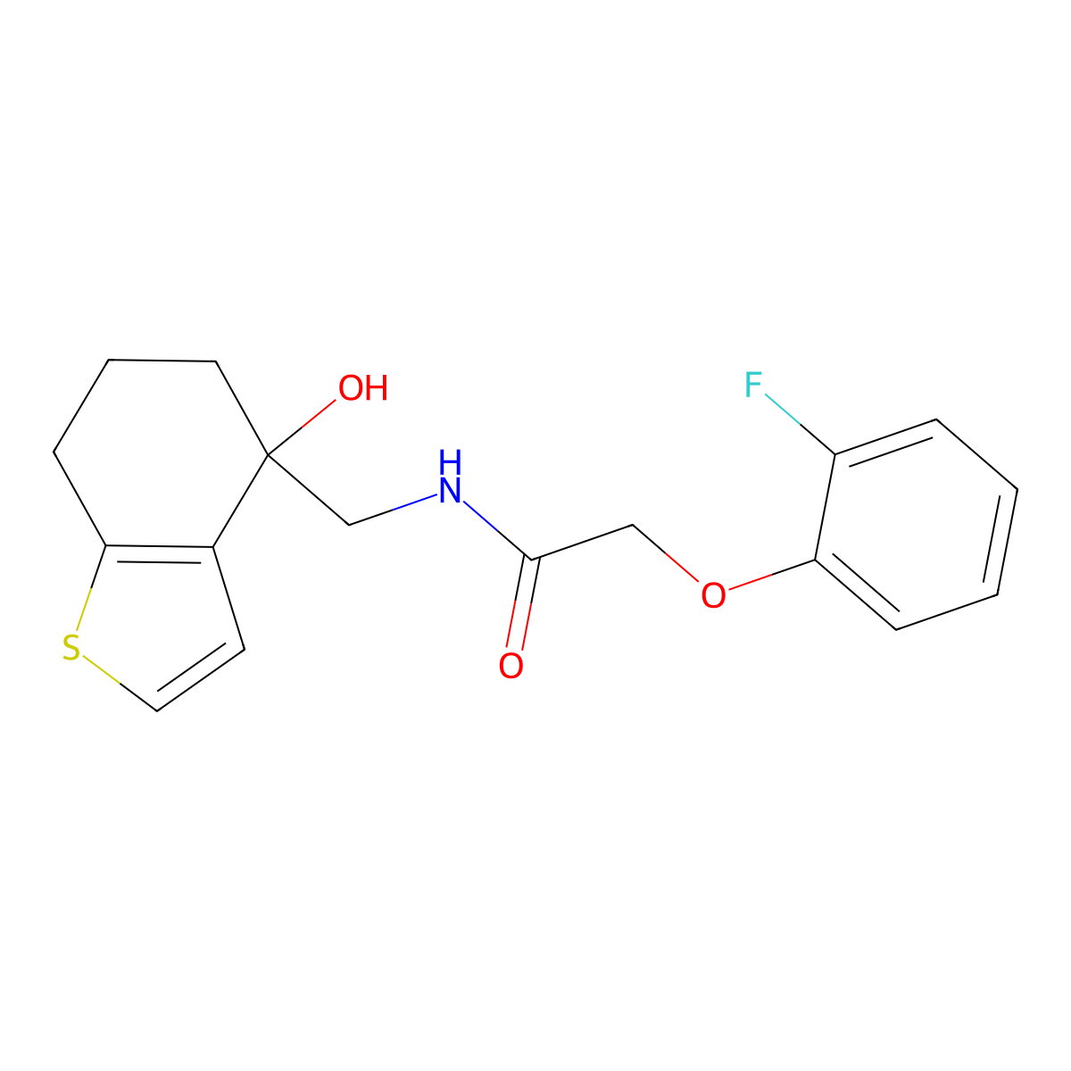 2-(2-fluorophenoxy)-N-[(4-hydroxy-4,5,6,7-tetrahydro-1-benzothiophen-4-yl)methyl]acetamide molecular structure, CAS 2549051-35-4