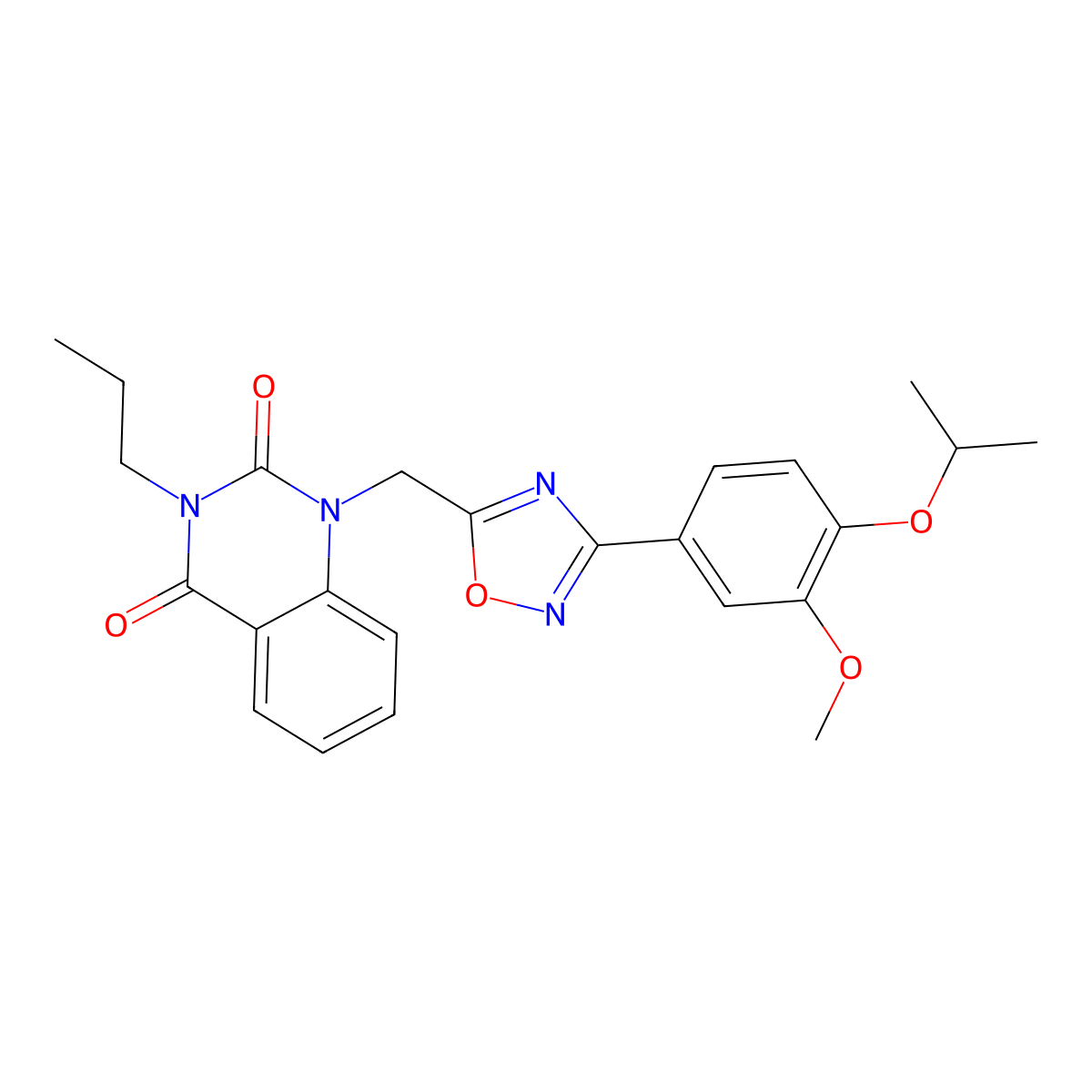 1-({3-[3-Methoxy-4-(propan-2-yloxy)phenyl]-1,2,4-oxadiazol-5-yl}methyl)-3-propyl-1,2,3,4-tetrahydroquinazoline-2,4-dione molecular structure, CAS 2549051-45-6