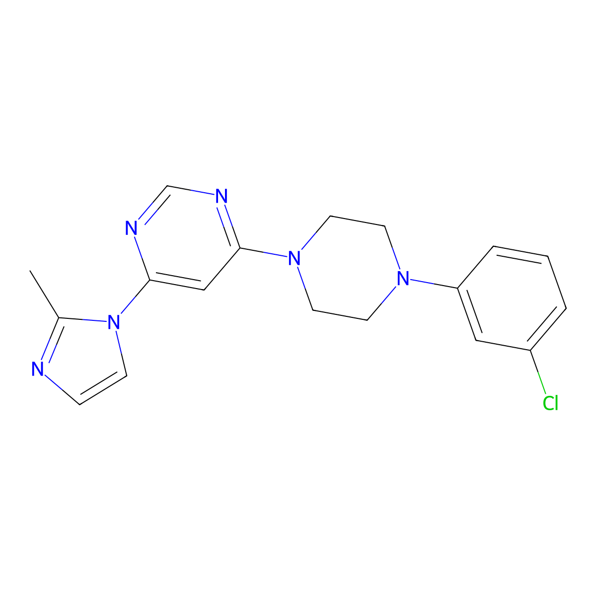 4-[4-(3-chlorophenyl)piperazin-1-yl]-6-(2-methyl-1H-imidazol-1-yl)pyrimidine molecular structure, CAS 2549051-49-0