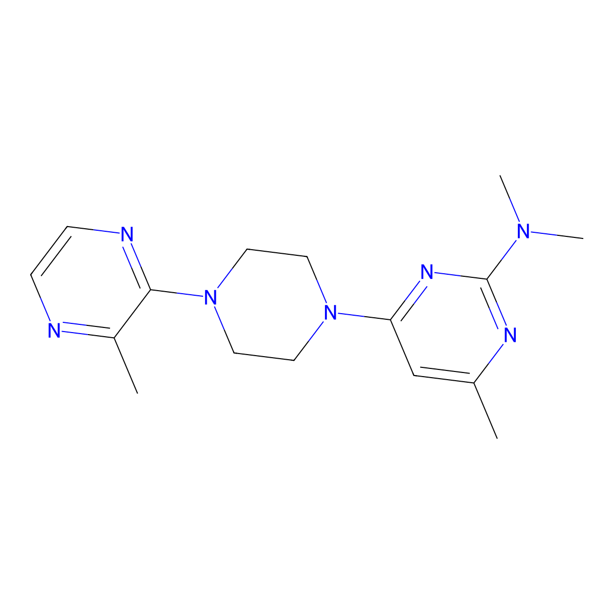 N,N,4-trimethyl-6-[4-(3-methylpyrazin-2-yl)piperazin-1-yl]pyrimidin-2-amine molecular structure, CAS 2549051-50-3