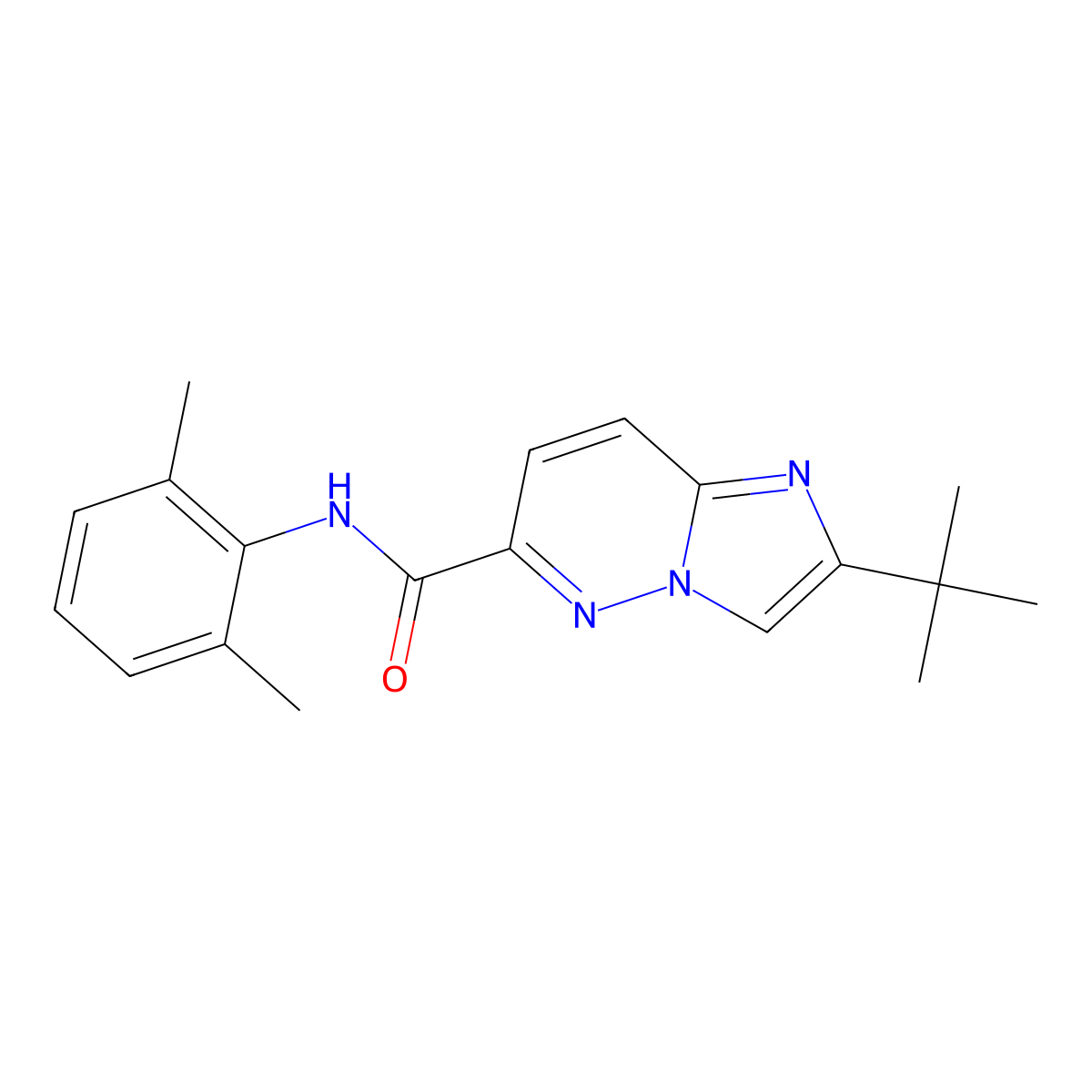 2-tert-butyl-N-(2,6-dimethylphenyl)imidazo[1,2-b]pyridazine-6-carboxamide molecular structure, CAS 2549051-51-4
