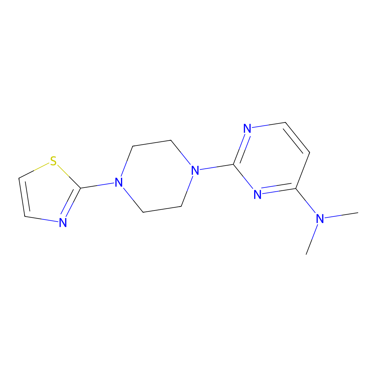 N,N-dimethyl-2-[4-(1,3-thiazol-2-yl)piperazin-1-yl]pyrimidin-4-amine molecular structure, CAS 2549051-53-6