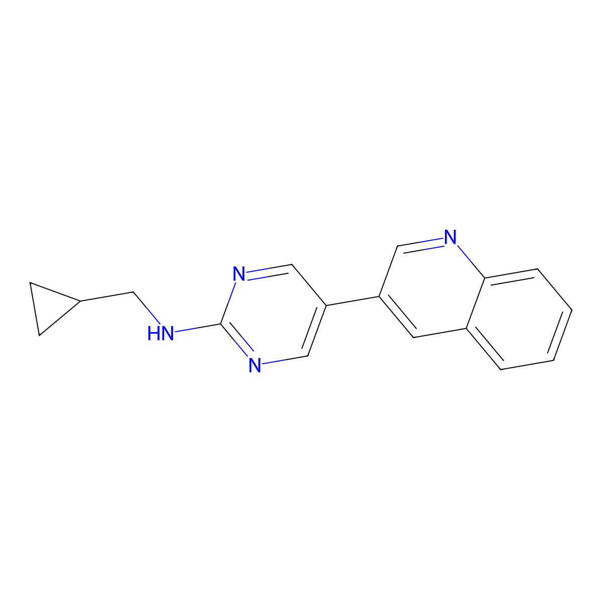 N-(cyclopropylmethyl)-5-(quinolin-3-yl)pyrimidin-2-amine molecular structure, CAS 2549051-55-8